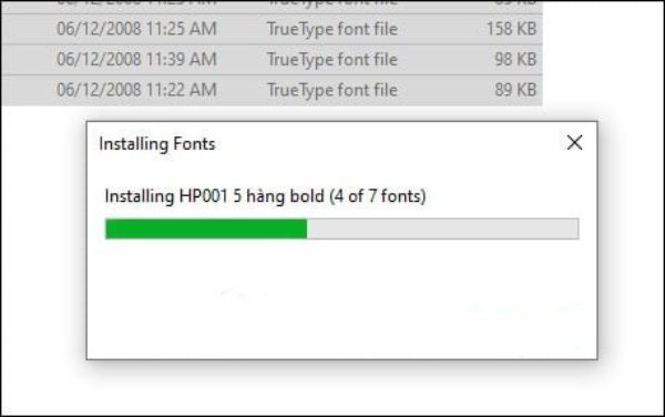 Quá trình cài đặt font tiểu học sẽ mất vài phút