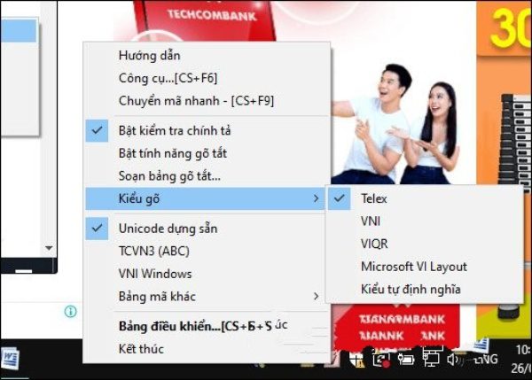 Nhấp chuột phải vào biểu tượng Unikey