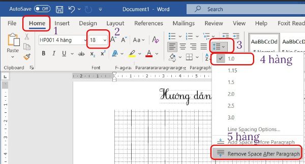 Home > Paragraph > Remove Space After Paragraph với font HP001 5 hàng
