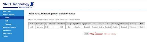 Click vào nút “Add”