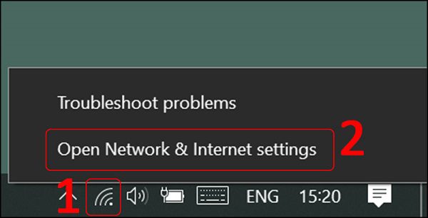 Bước 1. Cách xem pass wifi trên Win 10 bằng “Open Network & Internet settings”