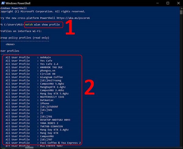 Bước 2. Cách xem pass wifi Win 10 bằng “Windows PowerShell”