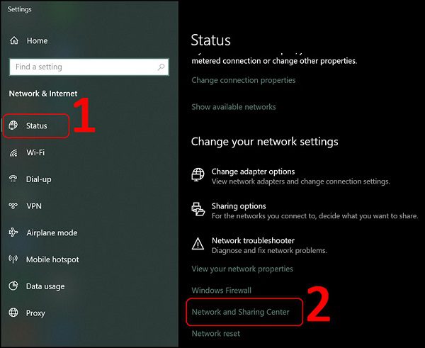 Bước 2. Cách xem pass wifi Win 10 bằng “Open Network & Internet settings”