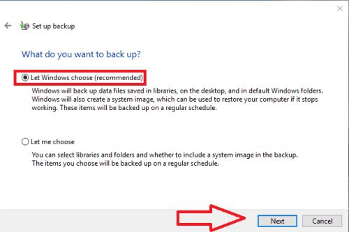 Chọn Let Windows choose (recommended)