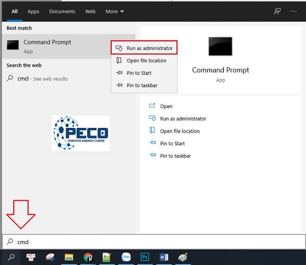 Nhập từ “CMD” vào ô Search của Windows