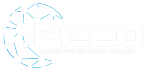 Logo PECO màu xanh trong suốt